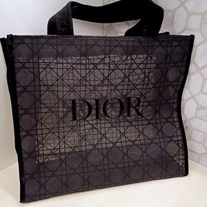 Christian Dior Beauty Makeup VIP GWP Gift Black Velvet Mesh Large Tote Bag - NEW